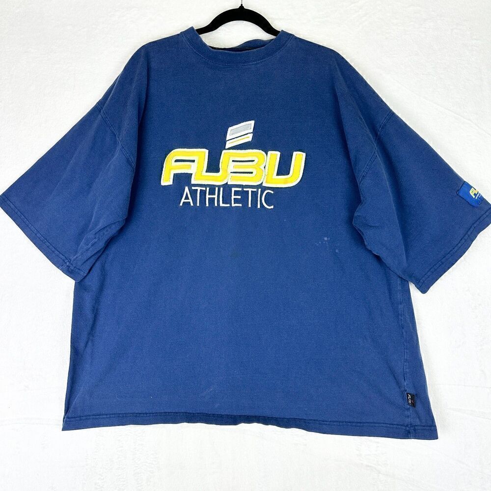 FUBU Sports Vintage 90s Athletic Tee Shirt Size 2X Blue